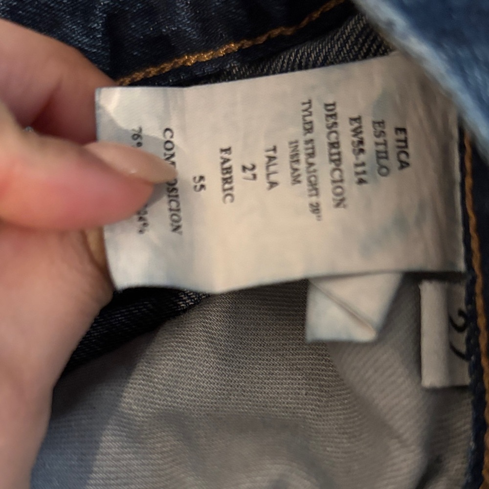 Etica Dark Blue Straight Leg Jeans Distressed Detail - Picture 7 of 8